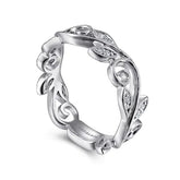 14K White Gold Scroll Floral Band .09CTW S2130195